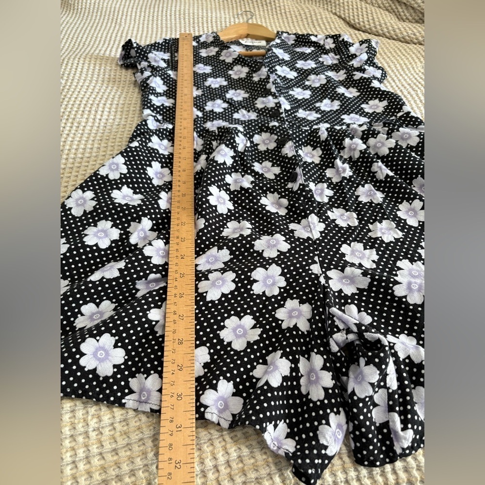 Jessica vintage short romper button front purple floral polka dot size large - Picture 8 of 11